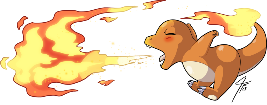 Charmander Used Flamethrower By Tamarinfrog On Deviantart - Charmander Fire (1024x404), Png Download