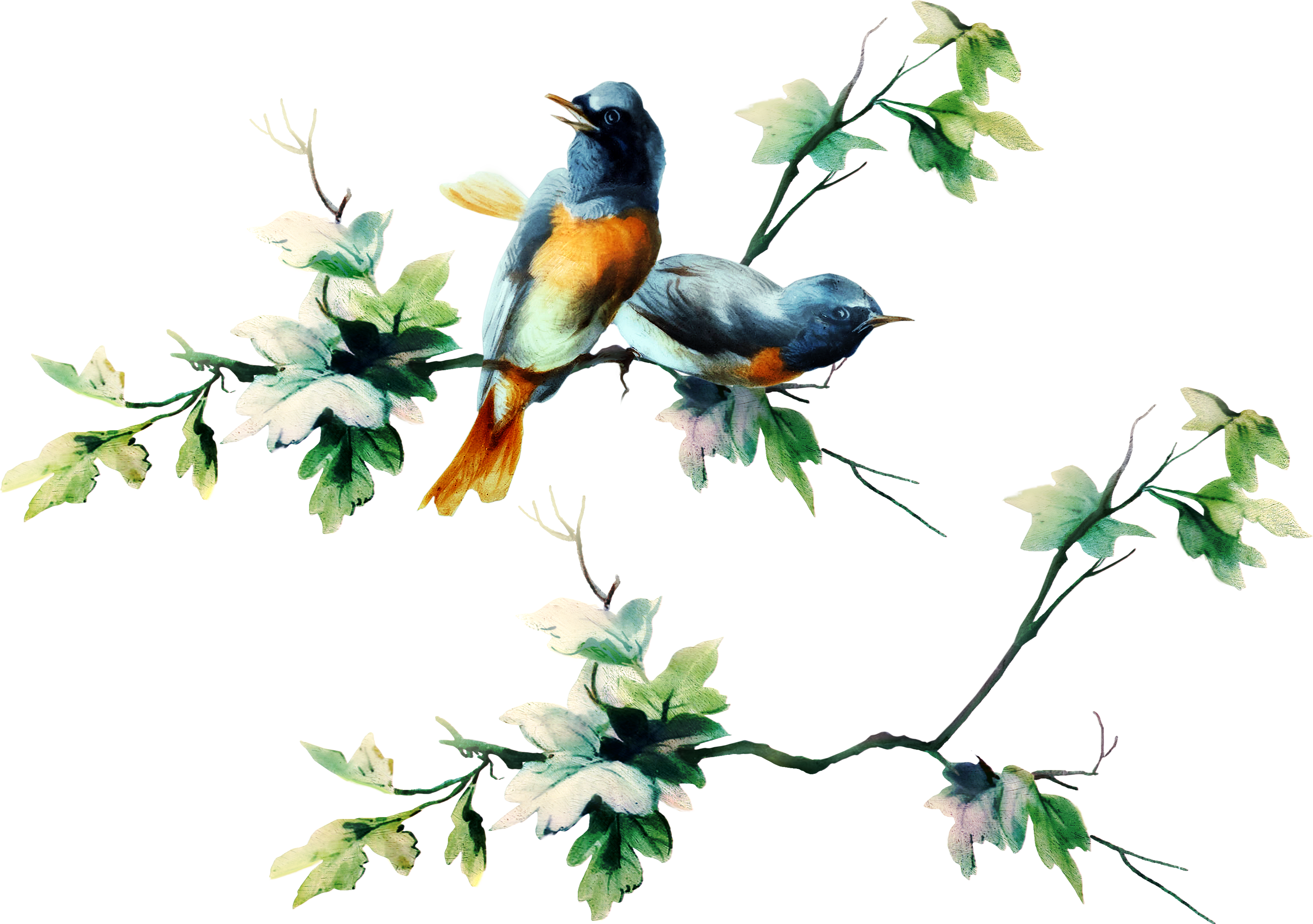 Photoshop - Butterflies On Branches (3269x2300), Png Download