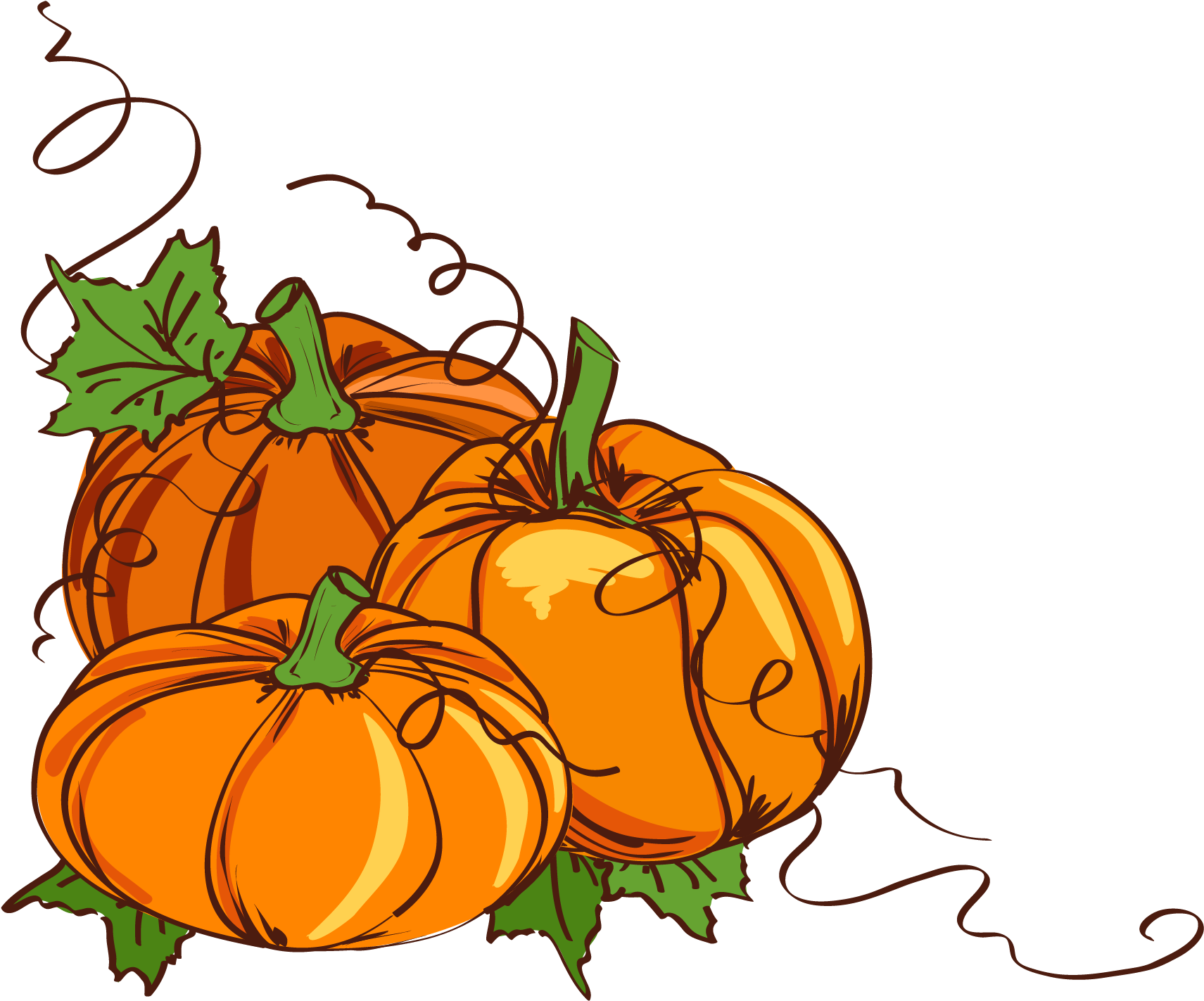 Thanksgiving Pumpkin Clipart At Getdrawings - Pumpkin Vines Clip Art (1820x1501), Png Download