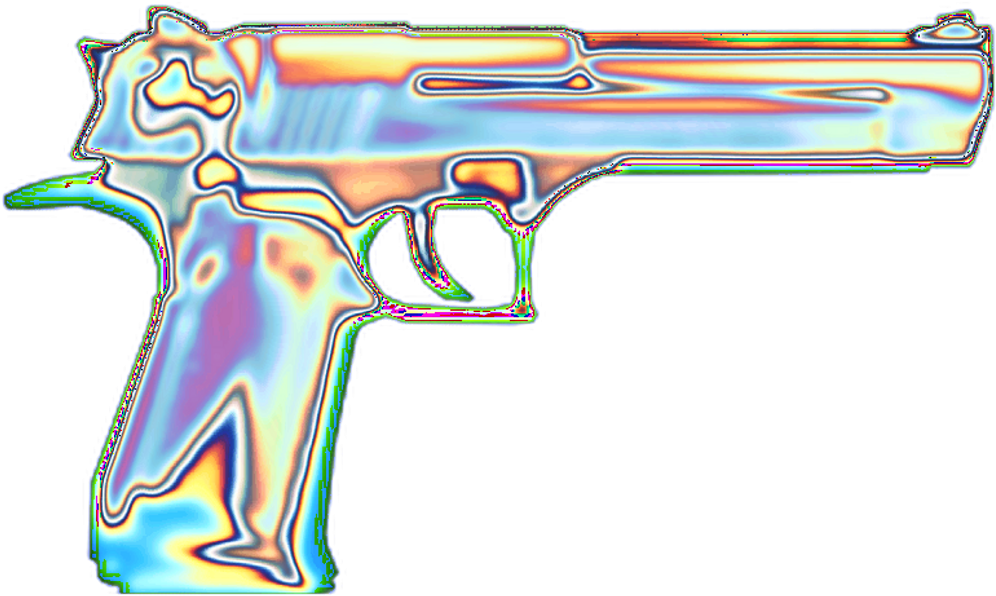 Holographic Holo Gun Vaporwave Aesthetic Masscreation - Vaporwave Gun Png (1024x1024), Png Download
