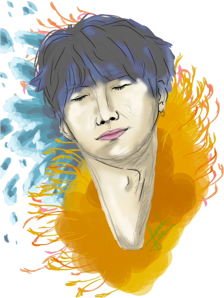 Suga Drawing Watercolor - Visual Arts (752x1063), Png Download