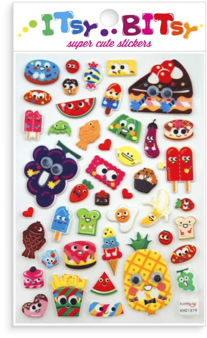 Itsy Bitsy Stickers - Itsy Bitsy Stickers - Googly Eyed Food (800x800), Png Download