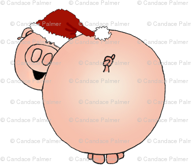 Christmas Pig Wearing A Santa Hat - Pig In A Santa Hat (400x372), Png Download