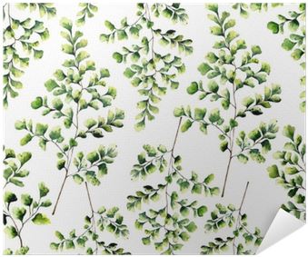 Watercolor Seamless Pattern With Maidenhair Fern Leaves - Japanese Noren Doorway Curtain Tapestry With Summer (400x400), Png Download