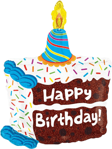 28" Birthday Cake Happy Birthday Balloon - Birthday Ballons And Cake (377x500), Png Download