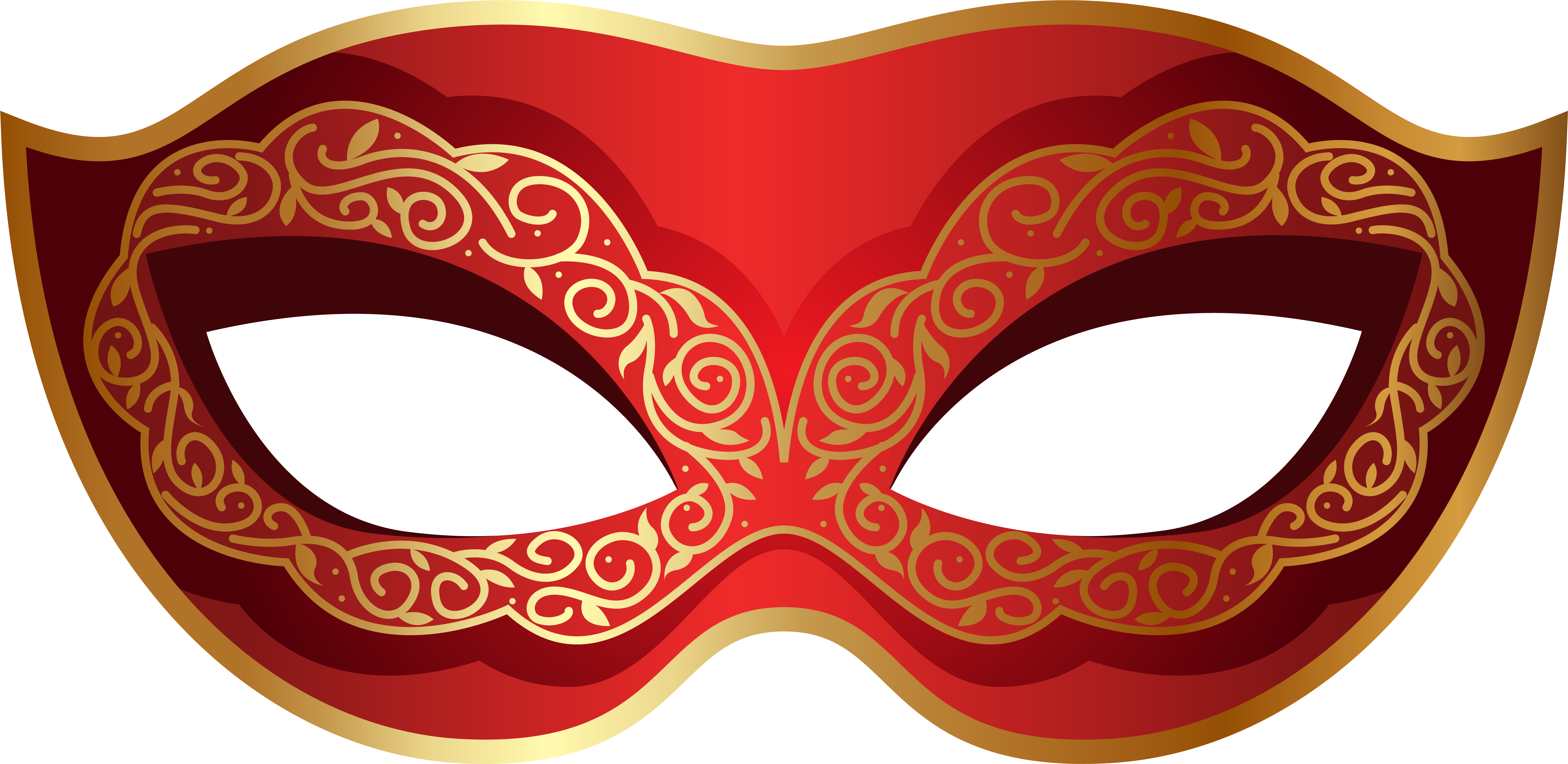 Red And Gold Carnival Mask Png Clip Art Image (6353x3181), Png Download