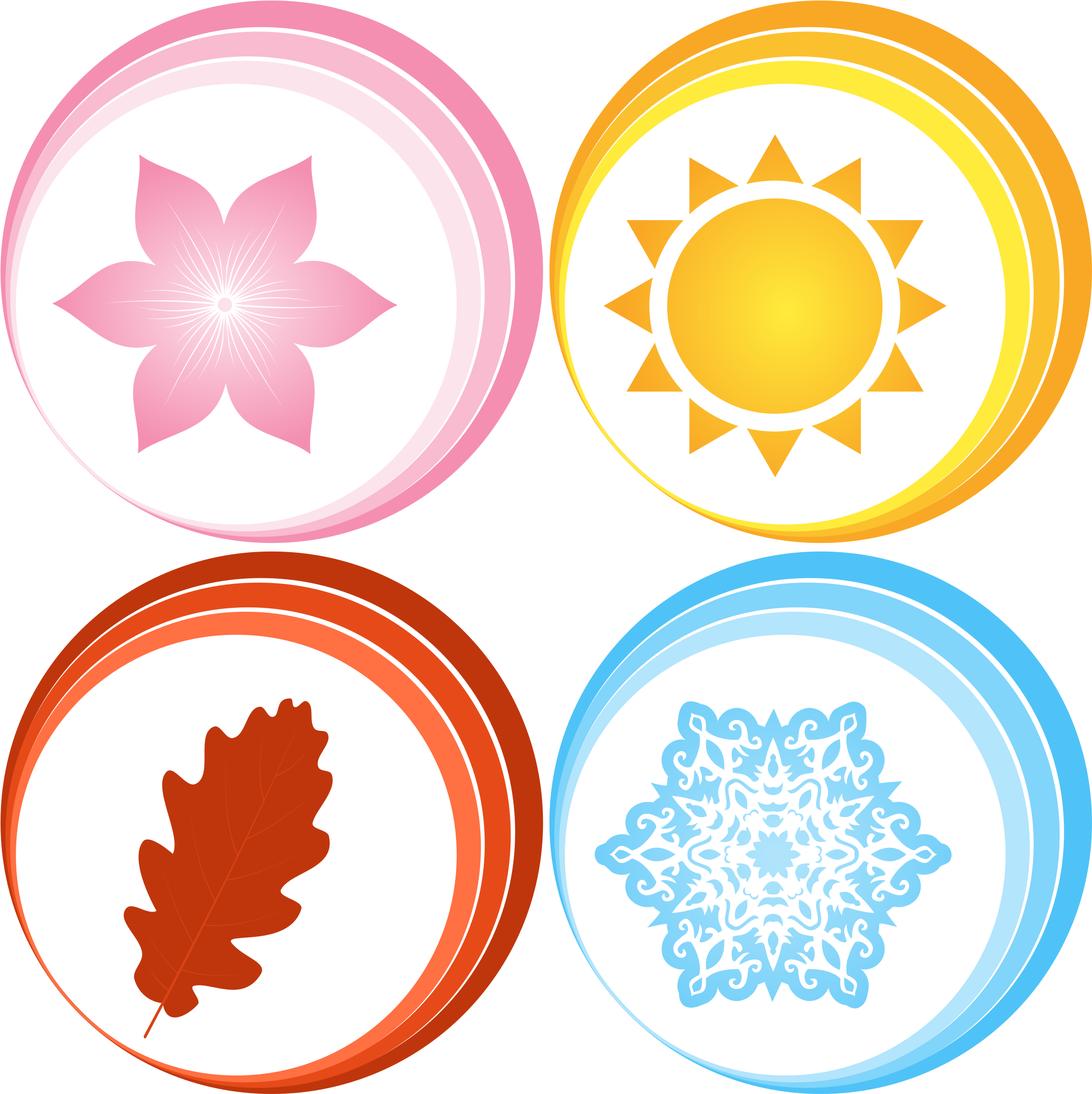 Clip Transparent Clipart Seasons Symbols Big - Four Seasons Symbols (2396x2400), Png Download