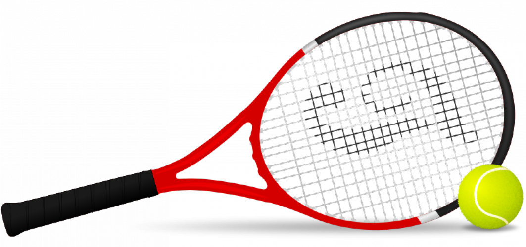 Tennis Racket And Ball Vector Clip Art - Tennis Clipart (1063x500), Png Download