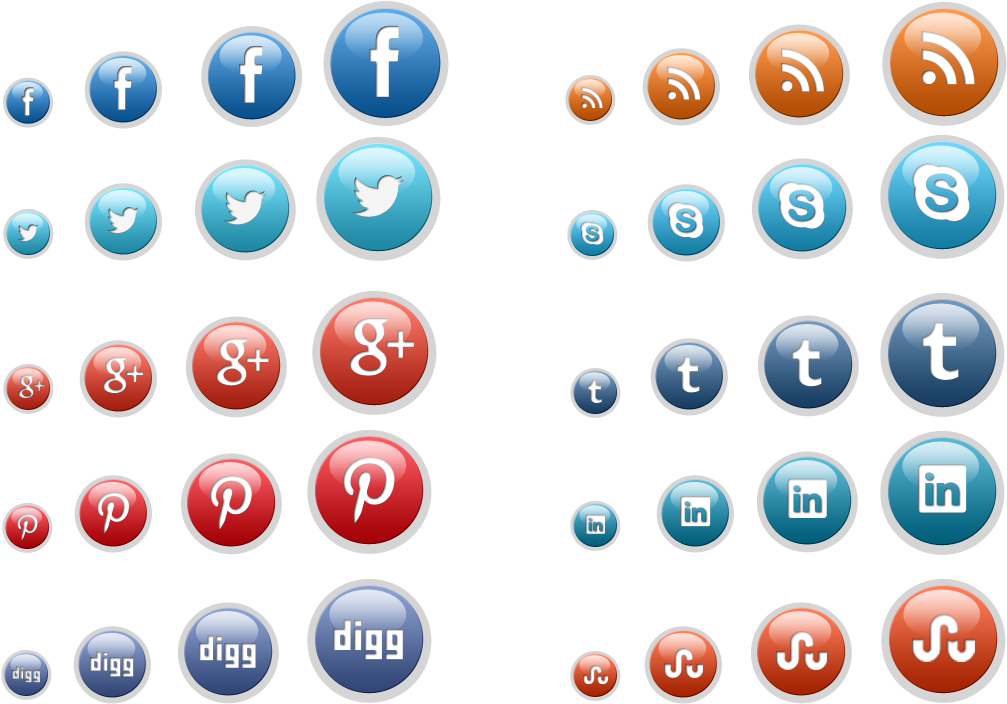 Social Media Icon Buttons - 3d Icons Png Social Media (1044x726), Png Download