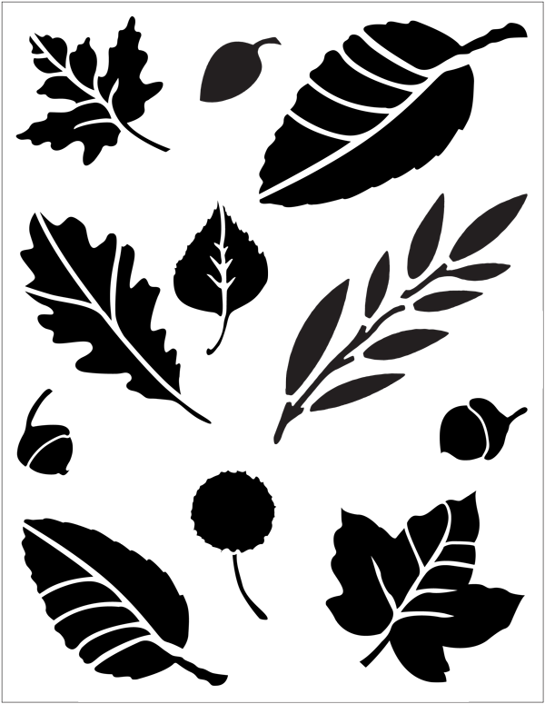 Leaf Sampler Stencil - Folkart Large Painting Stencil, 30731 Leaf Variety (600x775), Png Download