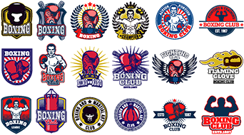 Big Set Boxing Badges, Stickers Isolated On White - Boxing Referee Badge (360x360), Png Download
