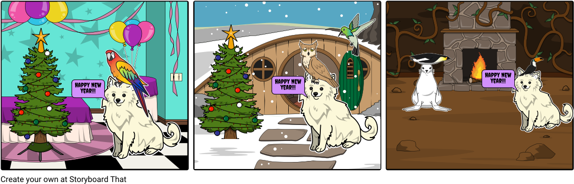 Happy New Year - Cartoon (1164x385), Png Download