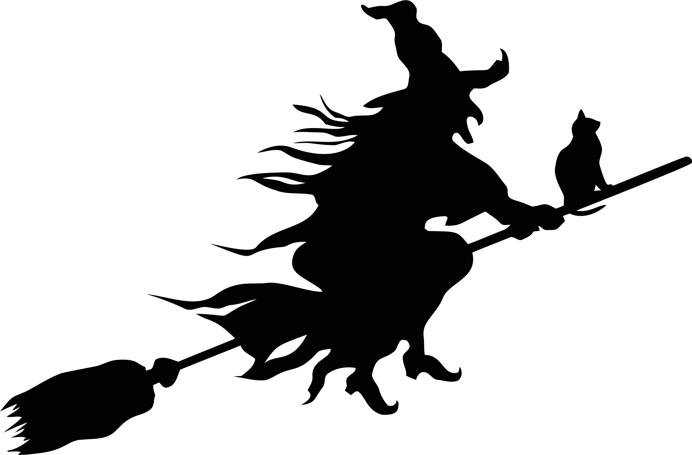 Witch On Broom Png - Witch Flying Silhouette (2316x1524), Png Download