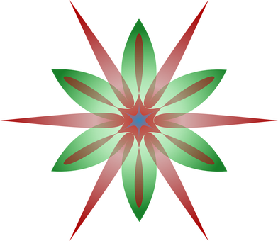 Starburst Flower Red And Green Decorative - Xmas (392x340), Png Download