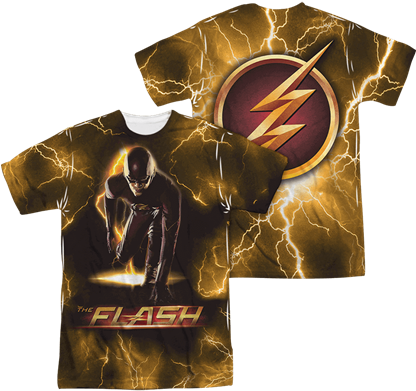 Front And Back The Flash Bolt T-shirt - Flash - Bolt T-shirt Size S (415x415), Png Download
