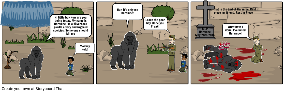 Harambe - Cartoon (1164x385), Png Download
