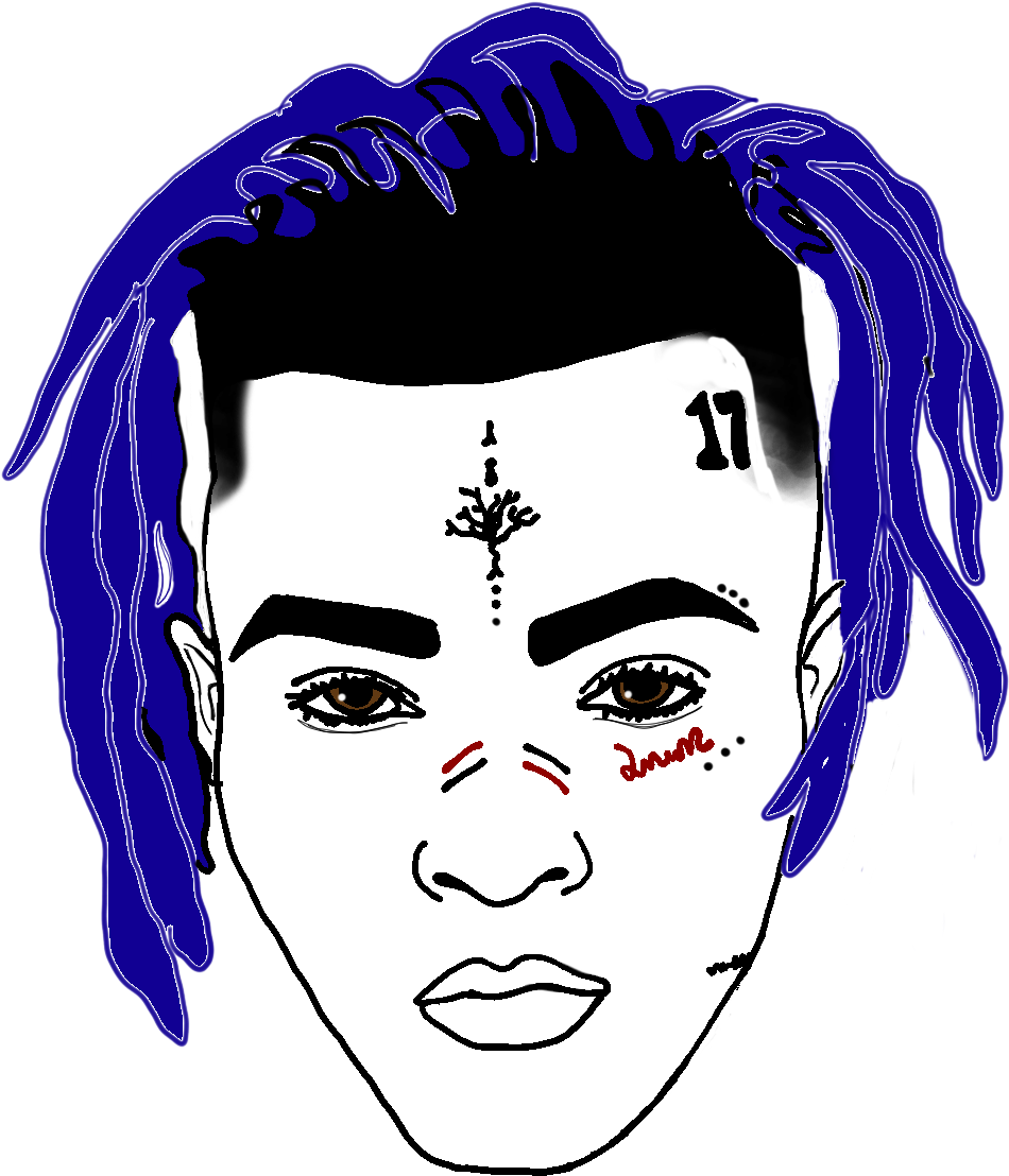 Xxxtentacion - Xxxtentacion Face Cartoon (1800x1275), Png Download
