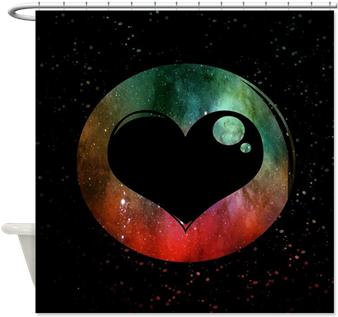 Black Abstract Watercolor Heart Shower Curtain - Literacy (350x350), Png Download