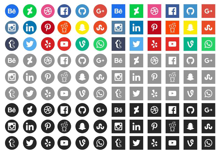 Social Icons Png Photo - Social Media Icons 2018 Free (700x490), Png Download