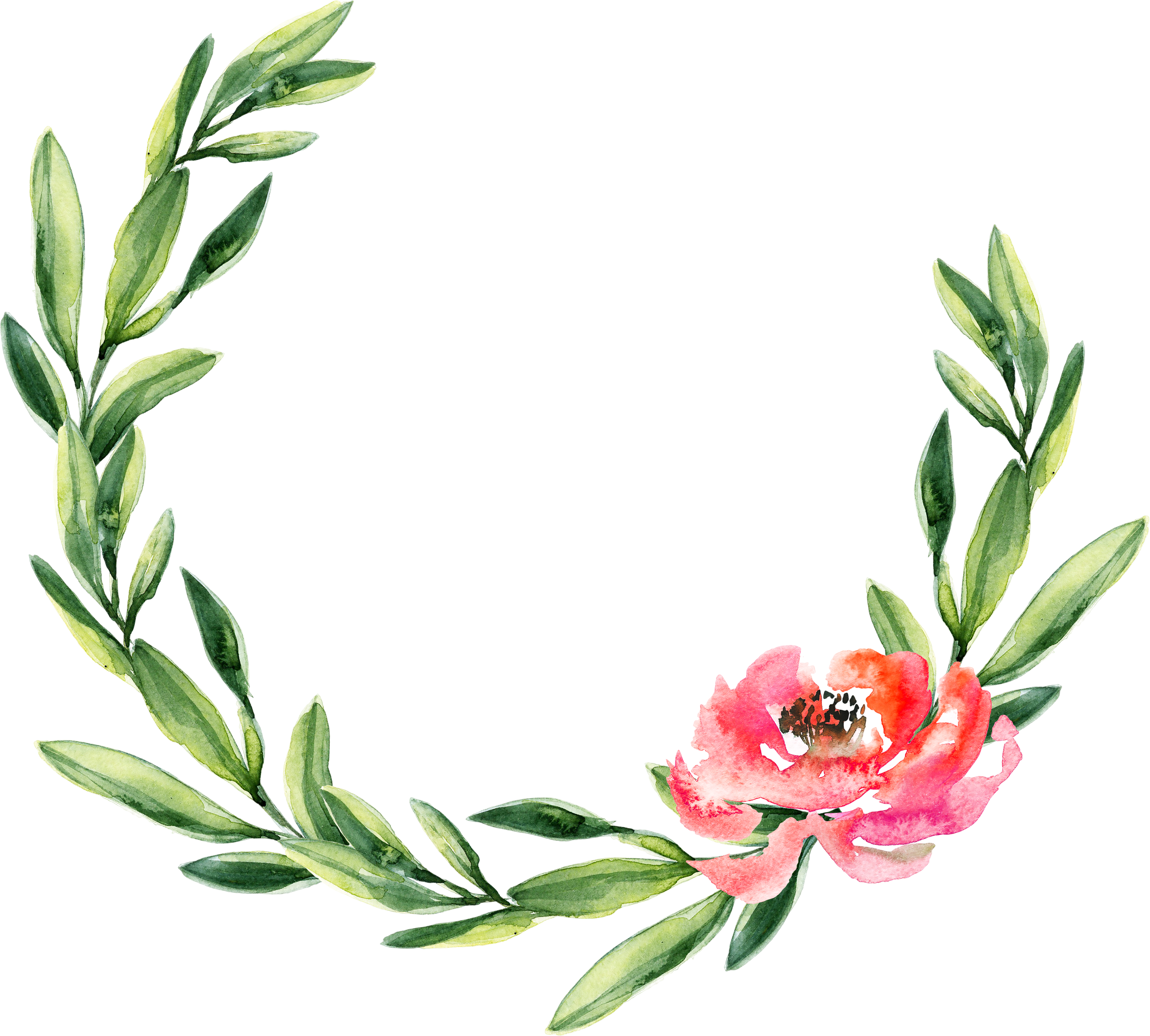 Wreath Watercolor Painting Wedding Garland Christmas - Watercolor Wreath Transparent Background (3012x2714), Png Download