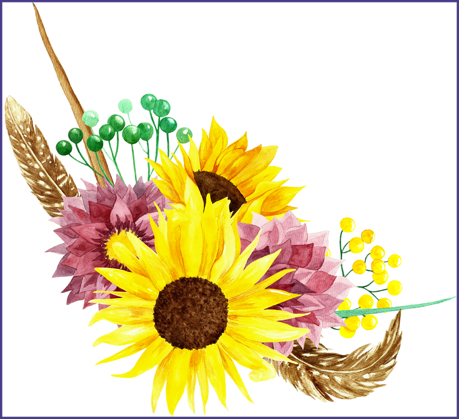Awesome Watercolor Bouquets Flowers Wedding For Sunflower - Sunflower Vector (908x829), Png Download