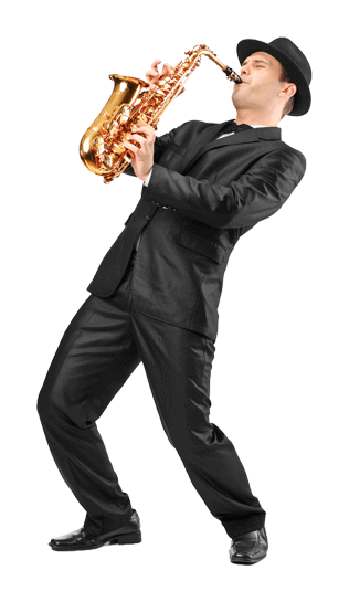Hub City Jazz Festival - Person Playing Saxophone Png (392x550), Png Download