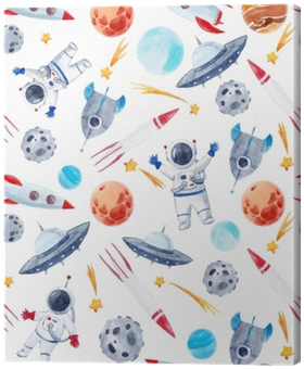 Watercolor Space Baby Vector Pattern Canvas Print • - Watercolor Painting (400x400), Png Download