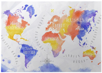 Paper Watercolour World Map (400x400), Png Download