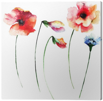 Set Of Summer Watercolor Flowers Canvas Print • Pixers® - Watercolor Painting (400x400), Png Download