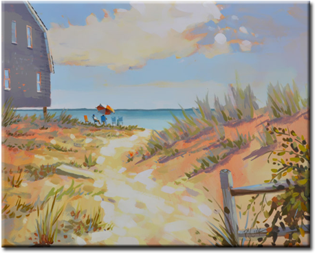 Ocean Oasis Beach View With Dunes - Panel Painting (510x384), Png Download