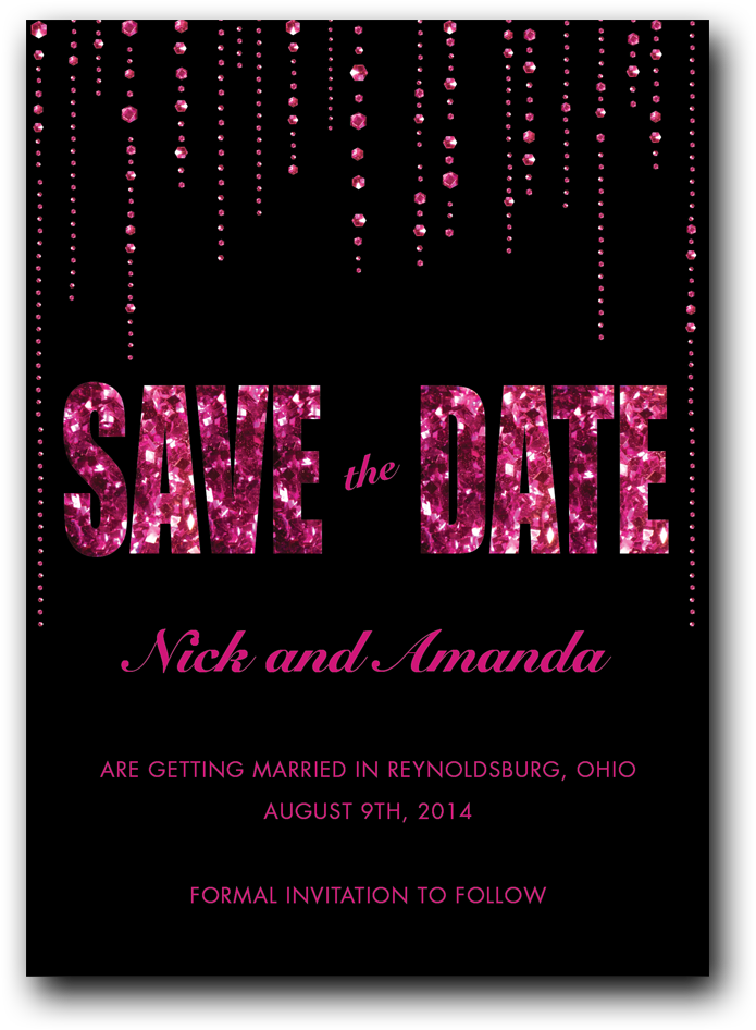 Hot Pink Glitter Save The Date - Graphic Design (1000x1000), Png Download