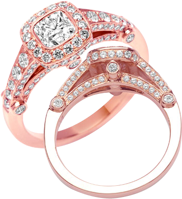 Vintage Rose Gold Diamond Ring - Rose Gold Jewellery Png (400x400), Png Download