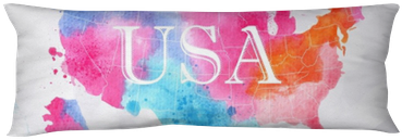 Watercolor Map United States Pink Blue Body Pillow - Estados Unidos En Acuarela (400x400), Png Download