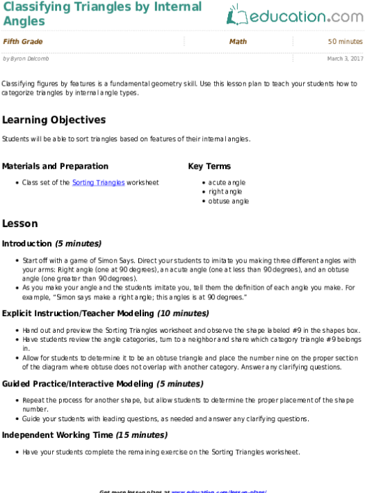 Related Learning Resources - Lesson Plan Of Triangle (557x731), Png Download