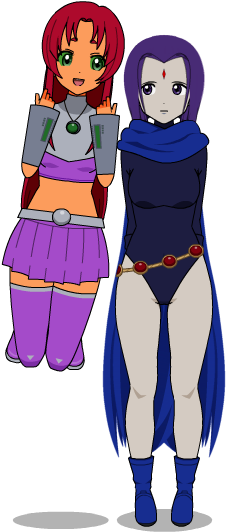 Starfire And Raven In Kisekae Kisekae Naruto Full Size Png Download Seekpng