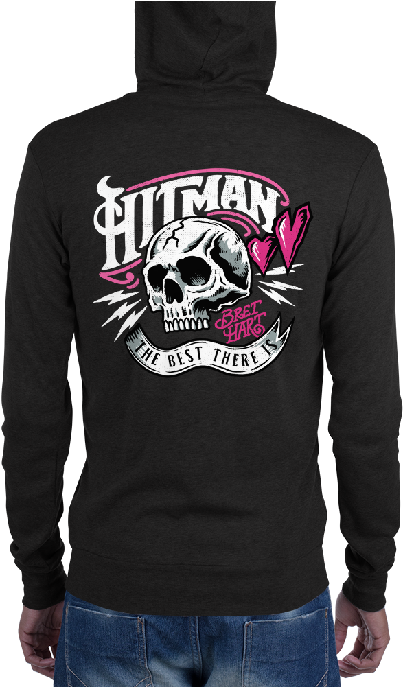 Bret Hart "hitman Skull" Full Zip Hoodie - Hoodie (1000x1000), Png Download