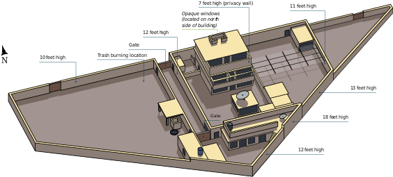 Diagram Of The Compound - Osama Bin Laden Raid (600x348), Png Download