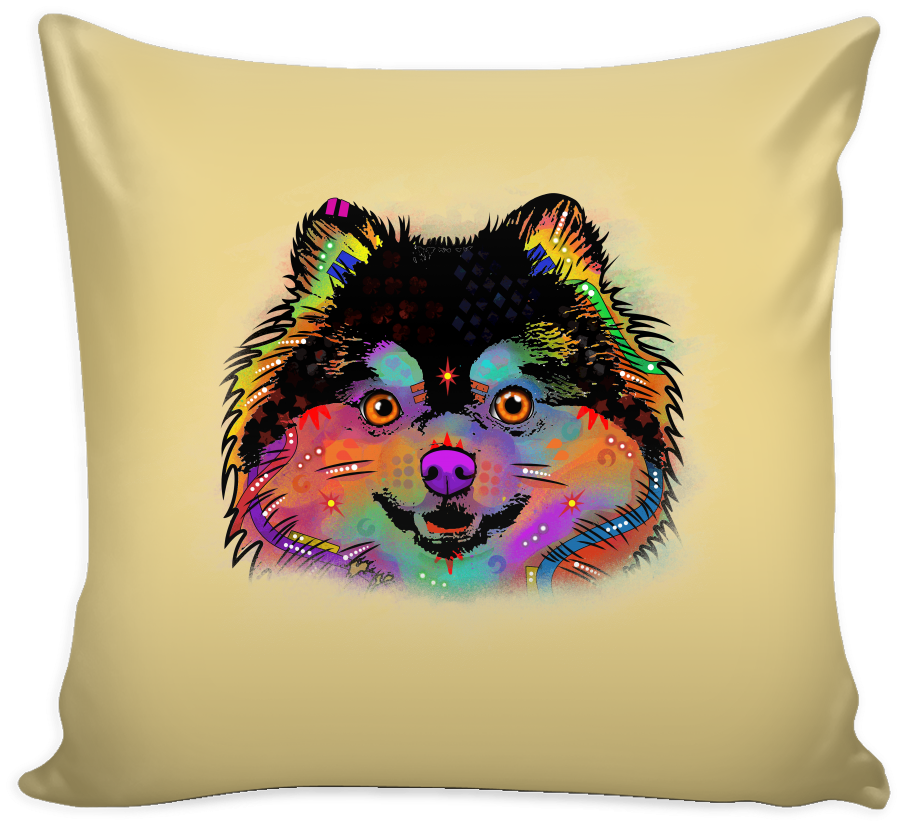 Pomeranian Pillow Cover, Multi-colors - Pillow (1024x1024), Png Download