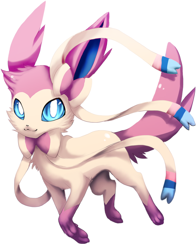 Fairy Type Pokémon Images Sylveon One Of The Fairy - Eevee (862x926), Png Download