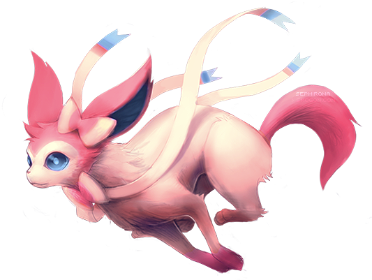Playing With Fairies - Sylveon Running (577x400), Png Download