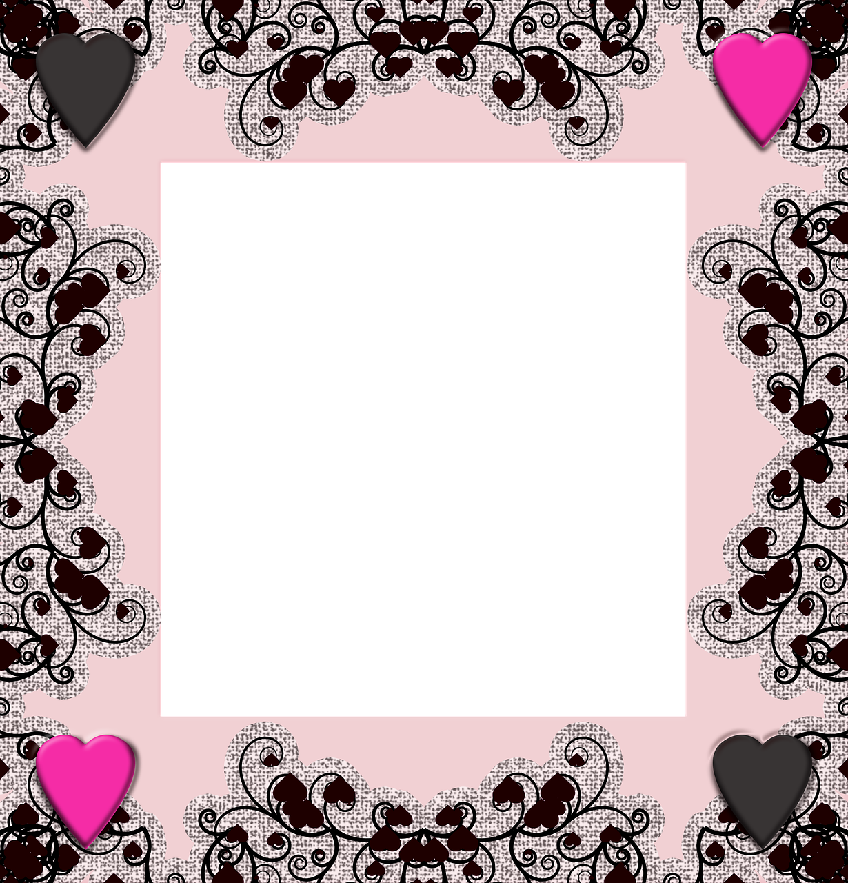 Frame,photo - Herz-spitze Und Blumen-acrylwand-uhr Quadratische Wanduhr (500x520), Png Download