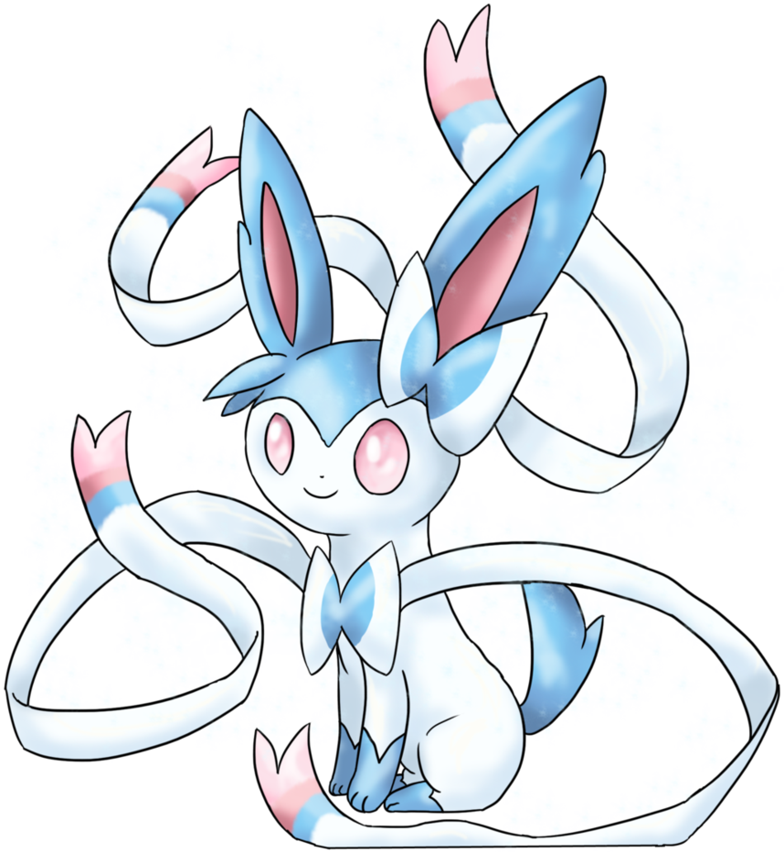 Shiny Sylveon By Cinnamon - Shiny Sylveon Fan Art (858x932), Png Download