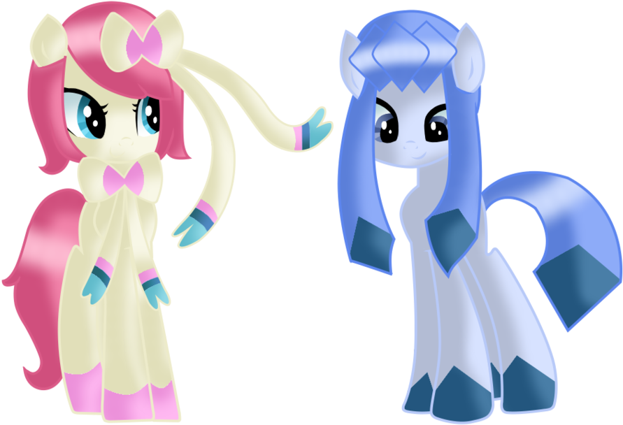 Eeveelutions, Glaceon, Ninfia, Nymphia, Pokémon, Pokémon - Pokemon Sylveon And Glaceon (1024x753), Png Download