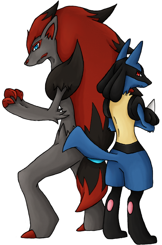 Zoroark And Lucario By Serenity-dragoness - Pokemon Sexo Lucario Y Zoroark (563x840), Png Download