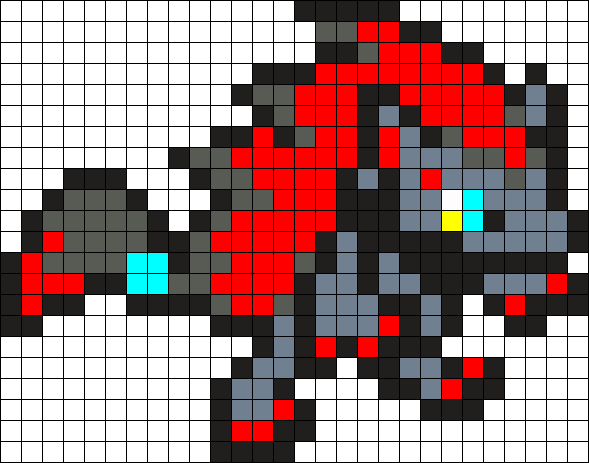 Zoroark Sprite Perler Bead Pattern / Bead Sprite - Pokemon Pixel Art Zoroark (589x463), Png Download