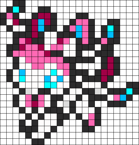 Sylveon Perler Bead Pattern / Bead Sprite - Pokemon Pixel Art Sylveon (463x484), Png Download