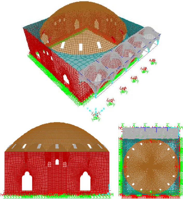 Finite Element Model Of Kaya Çelebi Mosque - Finite Element Method (850x767), Png Download