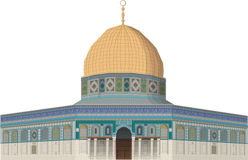 Islam Drawing Mosque Image Black And White - Dome Of The Rock (500x323), Png Download