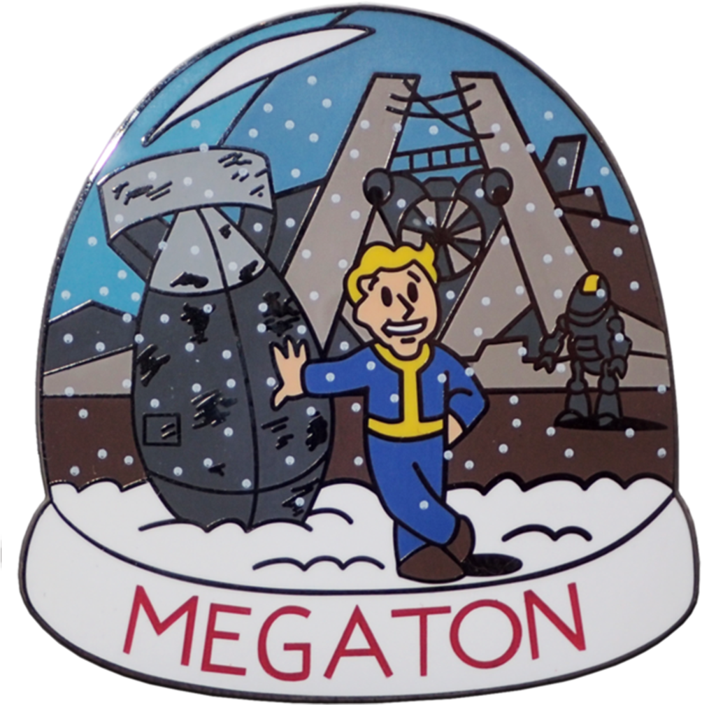 Megaton Fallout Snow Christmas Globe Enamel Pin - Fallout Christmas (1024x1024), Png Download