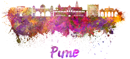 Click And Drag To Re-position The Image, If Desired - Pune Skyline Painting (600x393), Png Download
